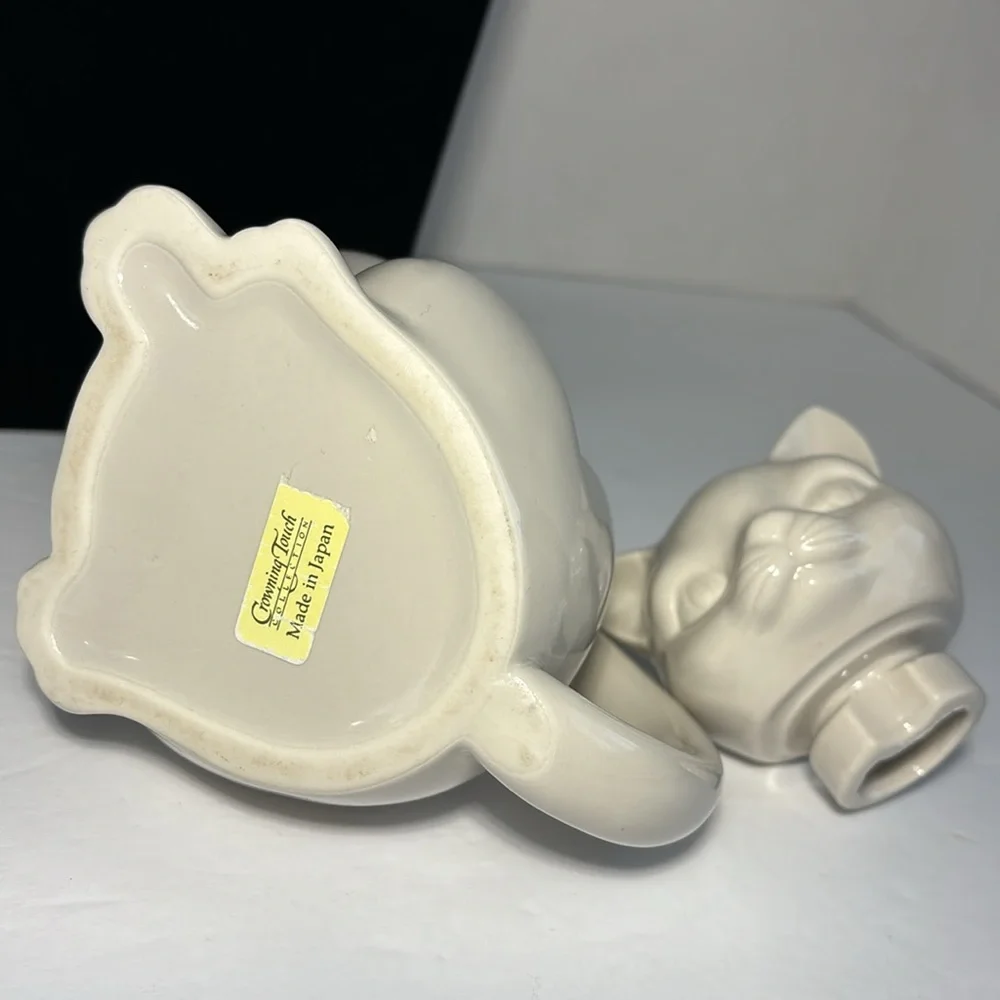 VTG Cat Lidded Teapot By Crowning Touch Collection Japan White 6 5/8” Ceramic - Picture 8 of 10